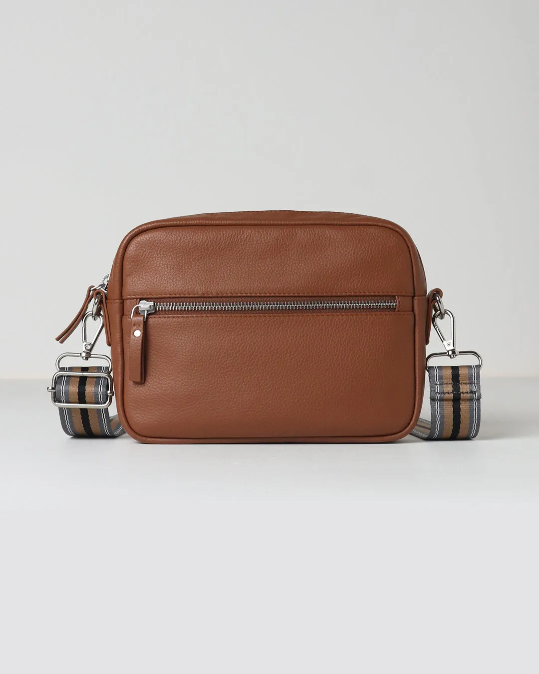 Taylor Leather Midi Crossbody Bag - Tan