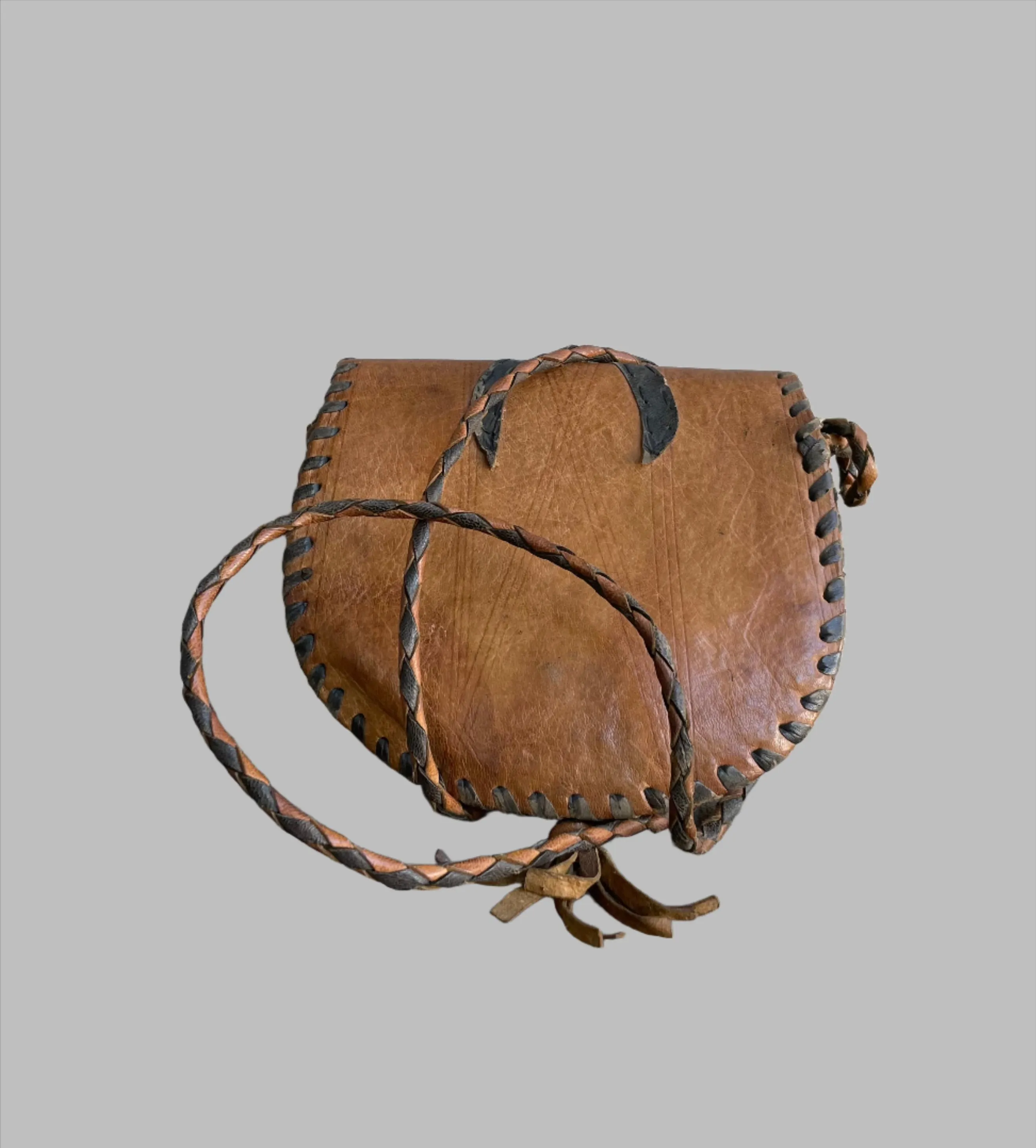 Tuareg Leather Shoulder Bag, Handcrafted African, Vintage Design