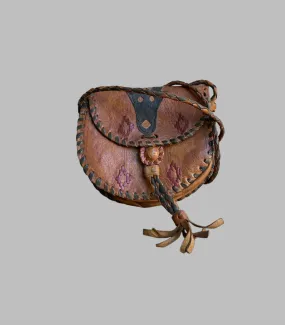 Tuareg Leather Shoulder Bag, Handcrafted African, Vintage Design