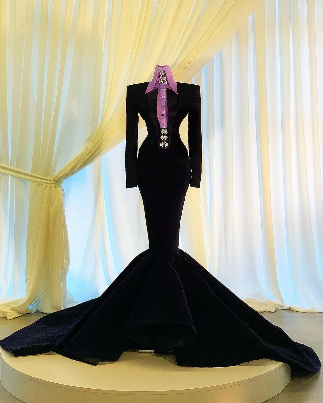 Valerie  Black High Neck  Evening Dress