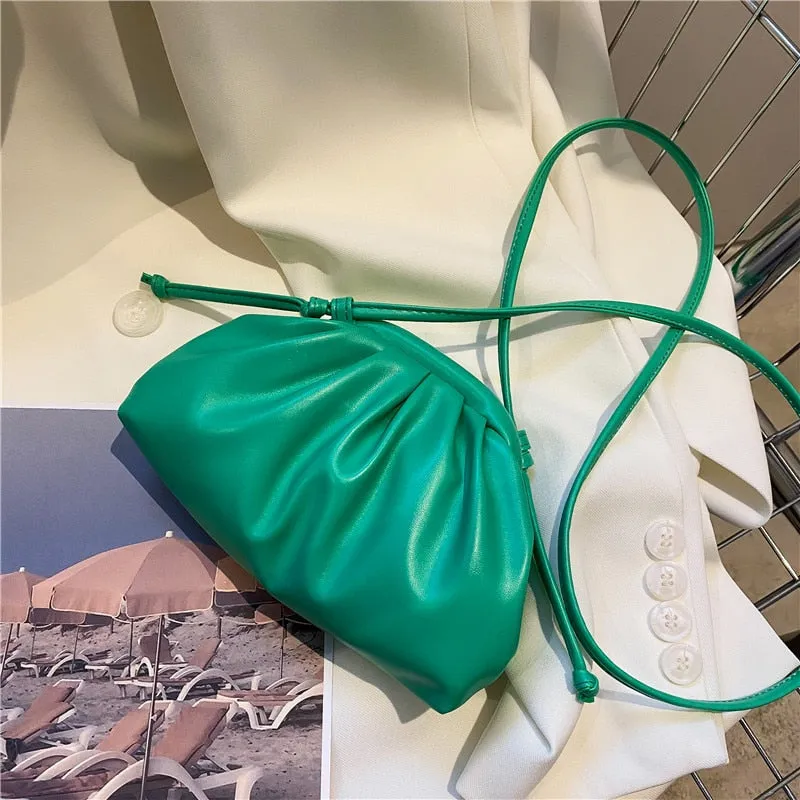 Vvsha  Spring New Simple Women Cloud Messenger Bag All-match Ladies PU Leather Crossbody Bag Female Evening Party Clutches and Purse