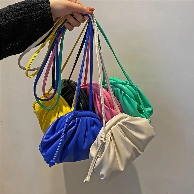 Vvsha  Spring New Simple Women Cloud Messenger Bag All-match Ladies PU Leather Crossbody Bag Female Evening Party Clutches and Purse