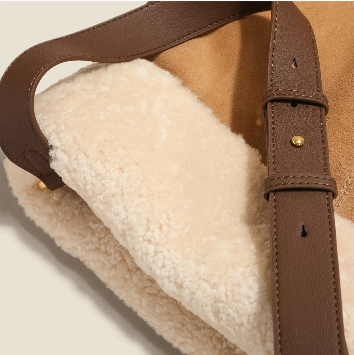 Womens Suede Leather Tote Bag With Faux Fur Shoulder Handbags For Women