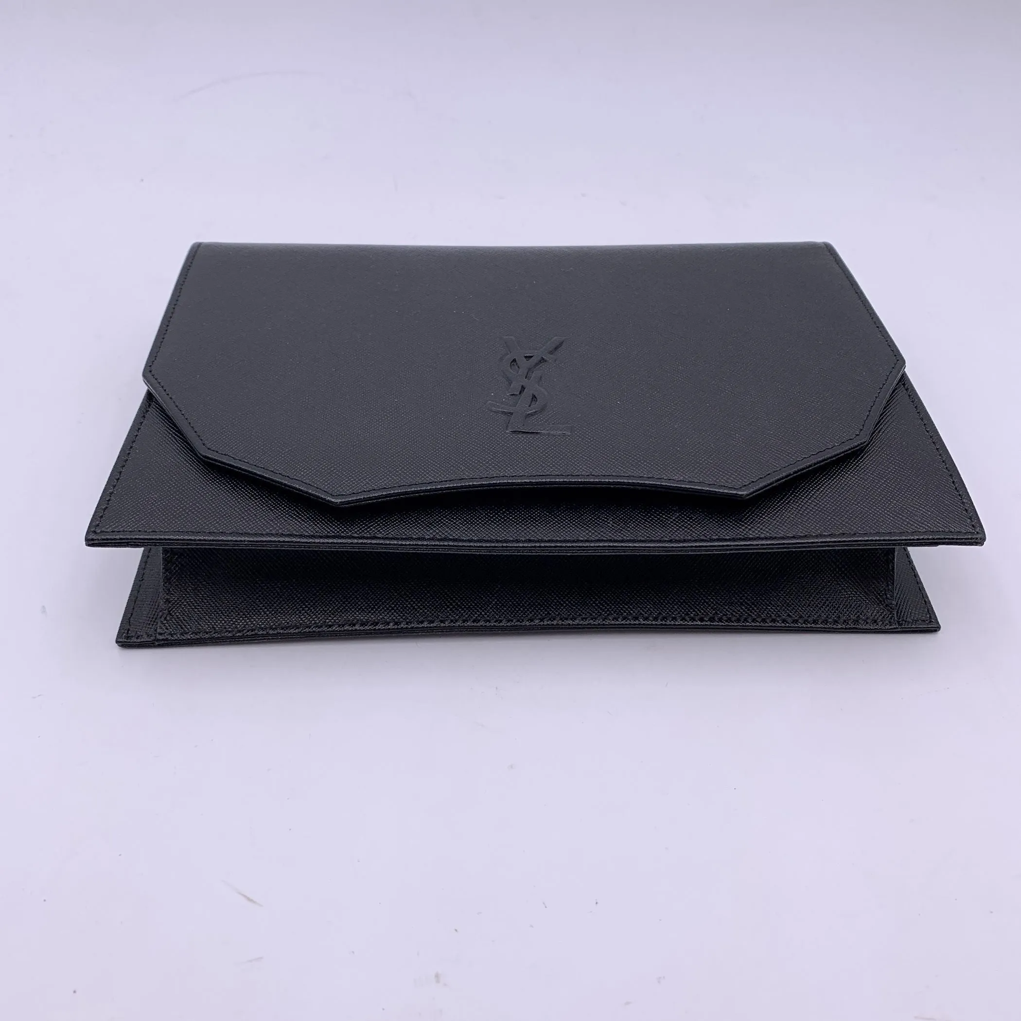 Yves Saint Laurent Vintage Black Leather YSL Logo Handbag Clutch