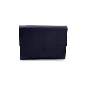 Yves Saint Laurent Vintage Black Saffiano Leather YSL Logo Clutch Bag
